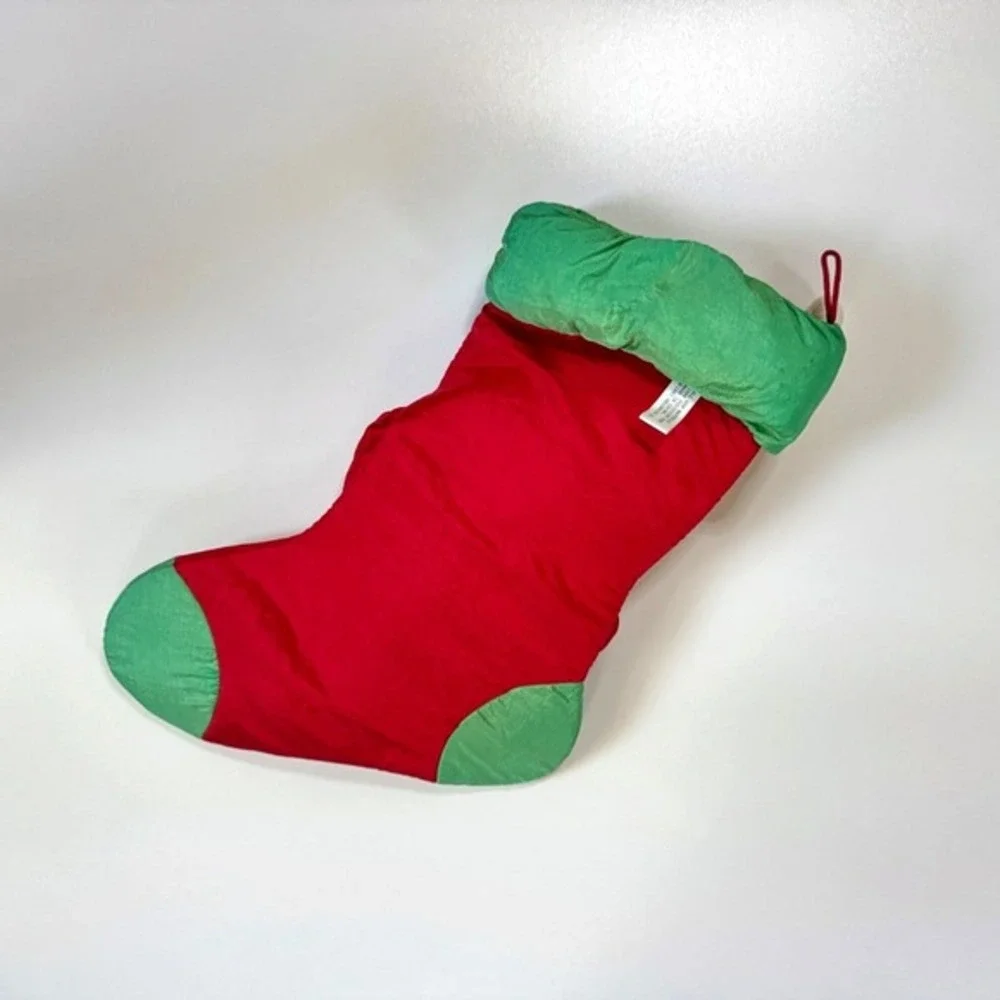 Vintage 1990s 3D Kids Puffy Puffalump Stuffed Nylon Santa Christmas Stocking 15